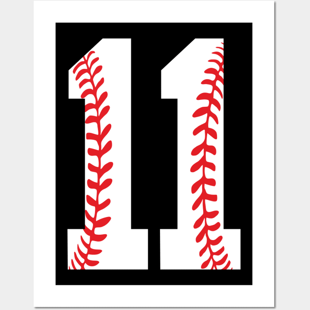 Eleventh Birthday 11th BASEBALL gift Number 11 Born in 2009 Wall Art by GillTee